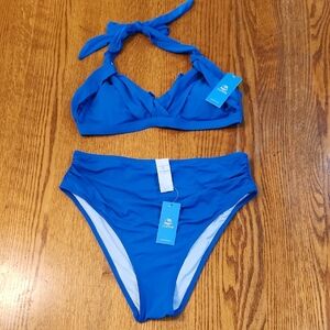 NWT CupShe Snorkeling Blue Bikini Set - M Top, L Bottom
